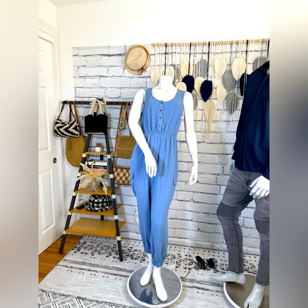Sleeveless Button Front Jumpsuit